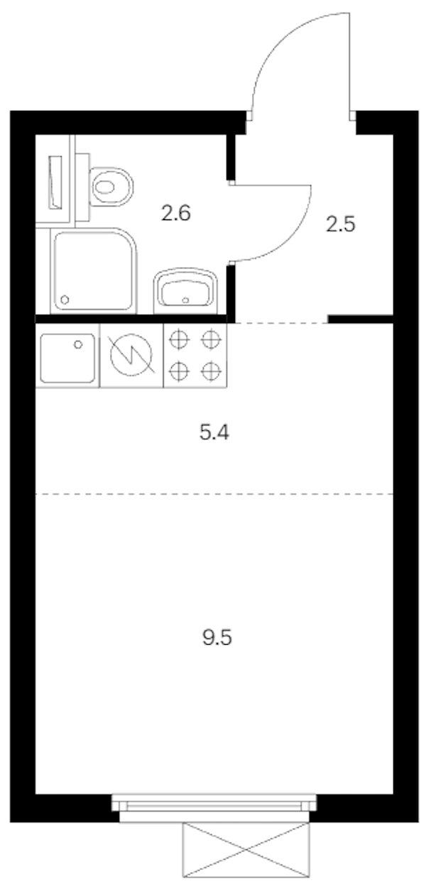 Квартира студия 20 м², 11/14 эт., ЖК «Витебский парк»
